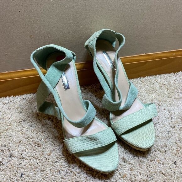 H by Halston Teal Strappy Heels Size 9.5 M - Picture 1 of 6